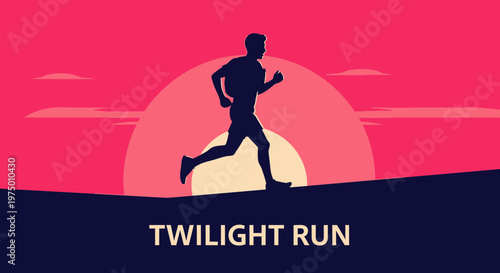 Energetic Silhouette Runner Ascending Against A Vibrant Sunset Sky