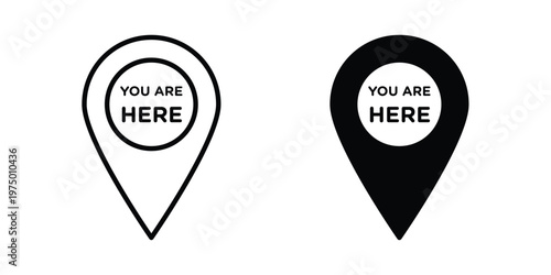 You are Here Pointer icon on white background. linear pictogram. Flat symbols