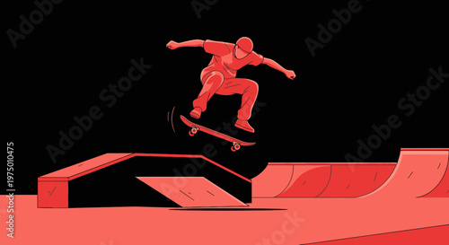 Energetic Skateboarder Executes A Gravity Defying Jump Over A Ramp