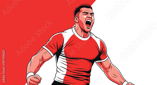 Energetic Soccer Player Celebrating Victory In Dynamic Illustration Style