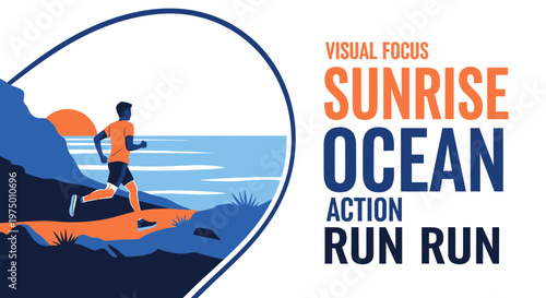Energetic Sunrise Ocean Run Captures Motion And Determination