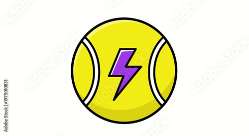 Energetic Tennis Ball Icon With Lightning Bolt Symbol