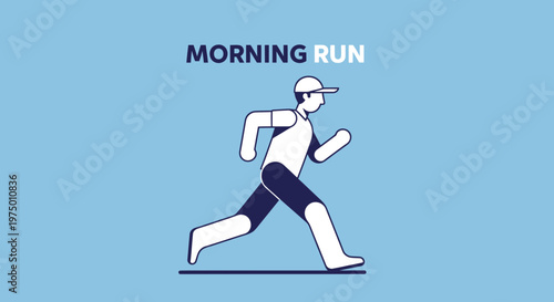 Energetic Morning Run Silhouette Man Jogging Active Lifestyle