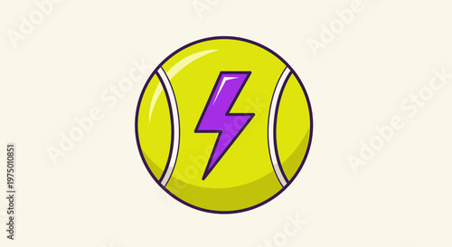 Energetic Tennis Ball Illustration with Lightning Bolt Icon