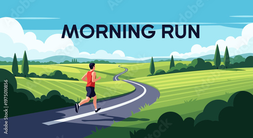 Energetic Morning Run Through Scenic Countryside Landscape