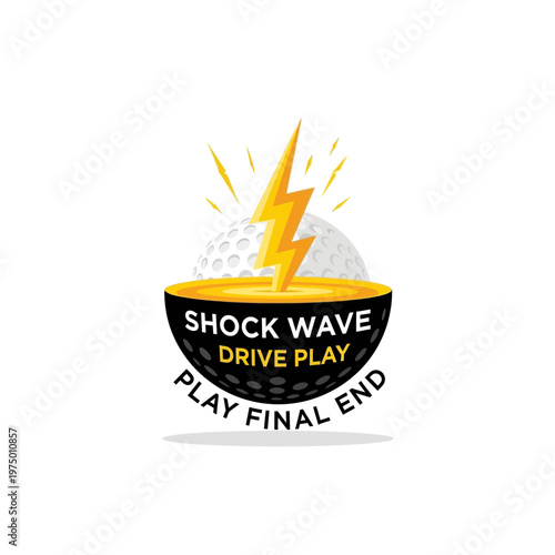 Energized Golf Ball Lightning Strike Shockwave Logo Design