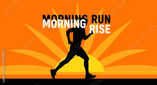 Energetic Morning Runner Silhouette Against A Vibrant Sunrise Background