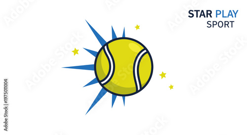 Energetic Tennis Ball With Starburst Effect And Sport Logo