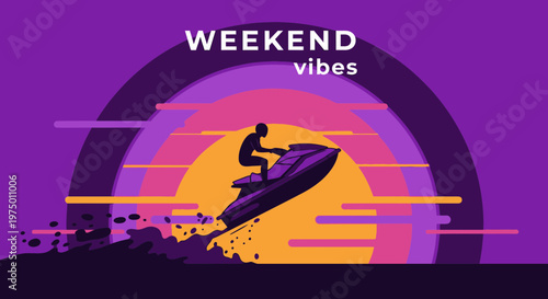 Enjoying Sunset On A Jet Ski Weekend Vibes