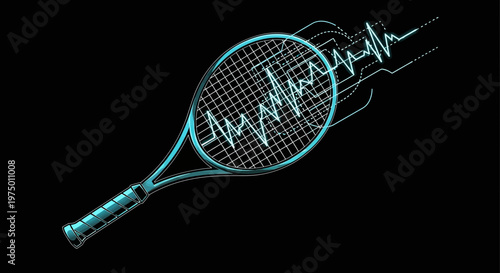 Energetic Tennis Heartbeat Graphic Displaying Athletic Pulse
