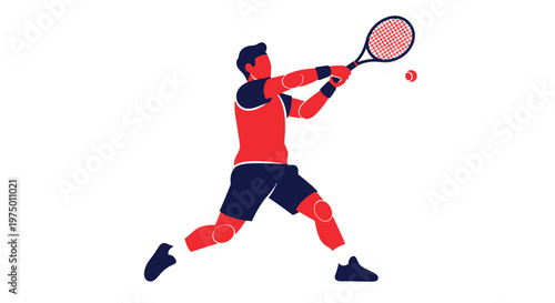 Energetic Tennis Player Dynamic Action Shot Graphic Style