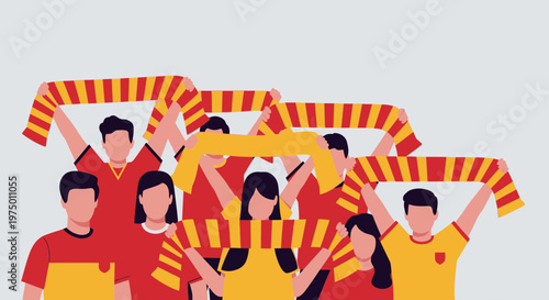 Enthusiastic Sports Fans Holding Team Scarves In Celebration