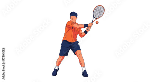 Energetic Tennis Player In Action Graphic Illustration