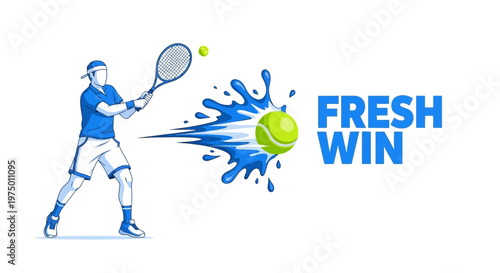 Energetic Tennis Player Serves Up a Winning Shot