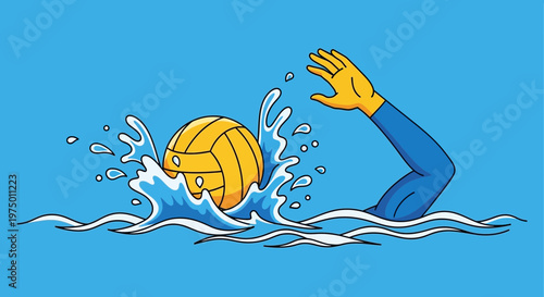 Energetic Water Polo Action Splash Graphic