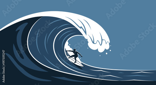Epic Surf Rider Navigating A Majestic Barrel Wave