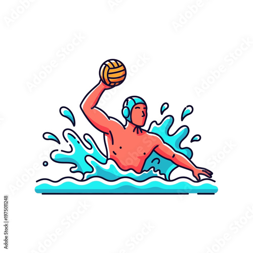 Energetic Water Polo Player Captured Mid-Action Throwing Ball