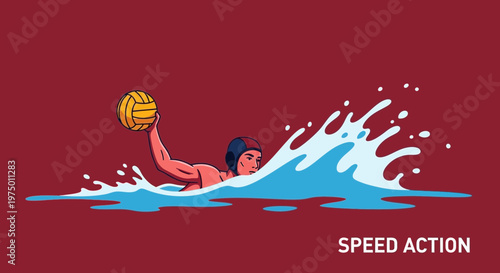 Energetic Water Polo Player In Dynamic Action Splash