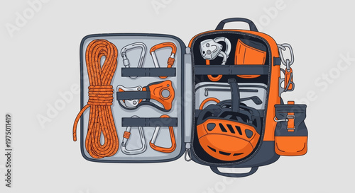 Essential Climbing Gear And Outdoor Adventure Backpack Contents Organized Neatly