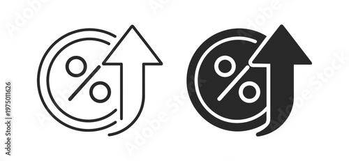 Percentage arrows change finance icon on transparent background
