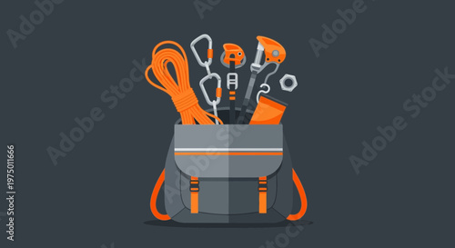 Essential Climbing Gear Packed In A Backpack For Adventure