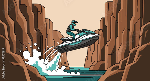 Exhilarating Jet Ski Adventure Through Rugged Canyon Waterways