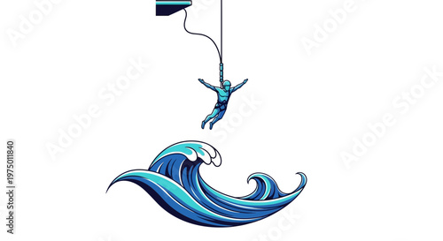 Exhilarating Bungee Jump Over Crashing Ocean Waves Adventure