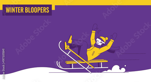 Excited Winter Sledding Mishap Fun and Laughter