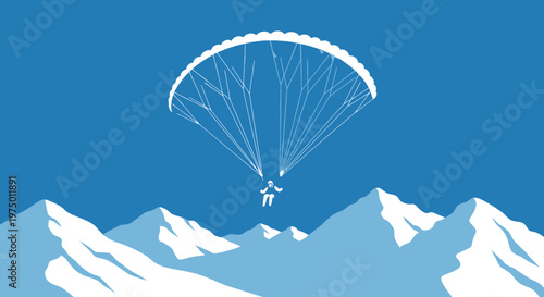Exhilarating Paragliding Adventure Above Snowy Mountain Peaks