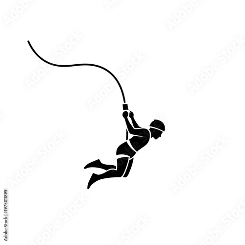Exciting Bungee Jumping Silhouette Icon Represents Adventure And Thrill