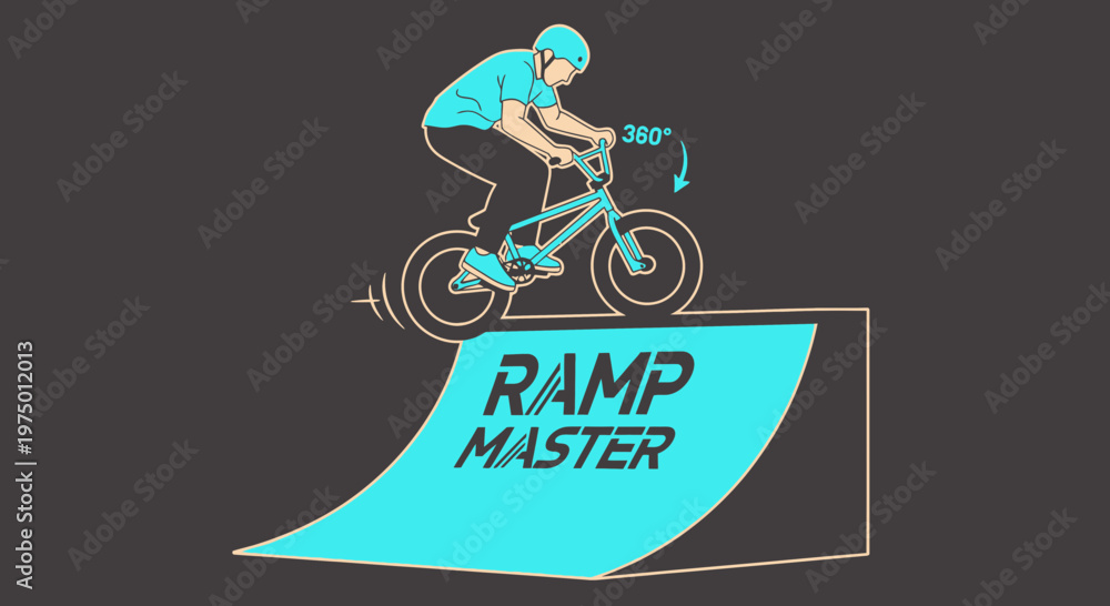 Fototapeta premium Extreme Bmx Rider Performing A 360 Degree Jump Off A Ramp