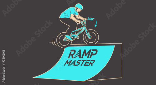 Extreme Bmx Rider Performing A 360 Degree Jump Off A Ramp