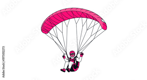 Exciting Paragliding Adventure With Pink Parachute And Thrill Seeker