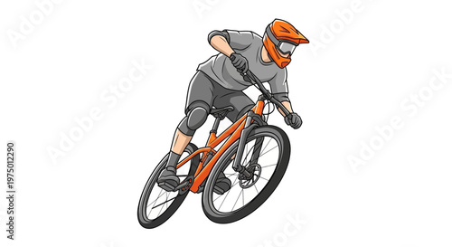 Extreme Downhill Mountain Biking Athlete Illustration Motion