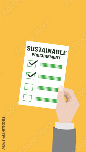 Sustainable procurement concept. ESG concept. Document with checklist and annotations	