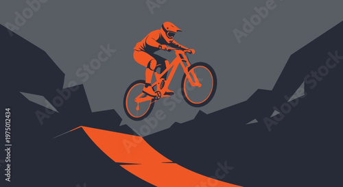 Extreme Mountain Biker Soaring Through Rocky Terrain