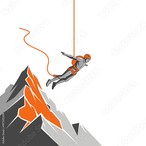 Extreme Athlete Leaps From Rocky Peak With Bungee Cord