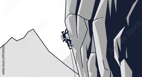 Extreme Mountaineer Ascending Rocky Summit Peak Adventure