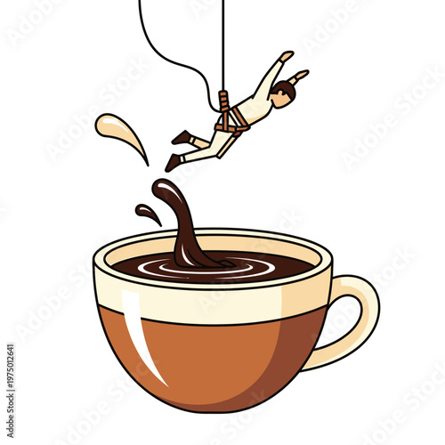 Extreme Athlete Takes A Leap Into A Steaming Cup Of Coffee For A Bold Morning Boost