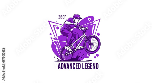 Extreme Bicycle Stunt Performer In Dynamic Purple Abstract Design