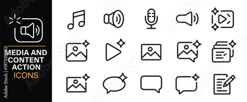 Audio and video interface symbols vector set