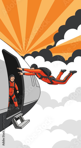 Extreme Skydiving Adventure From Airplane Door Mid-Flight Thrill