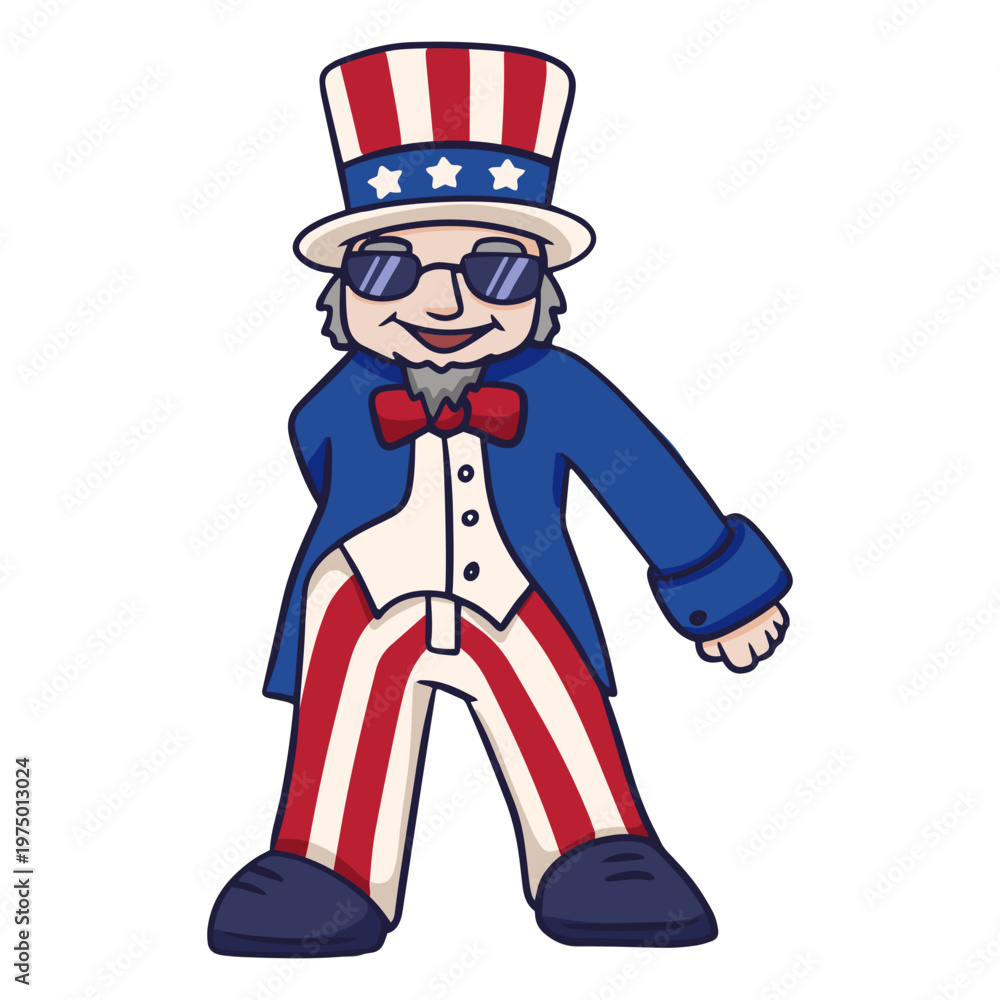 Naklejka premium Uncle Sam dancing cartoon