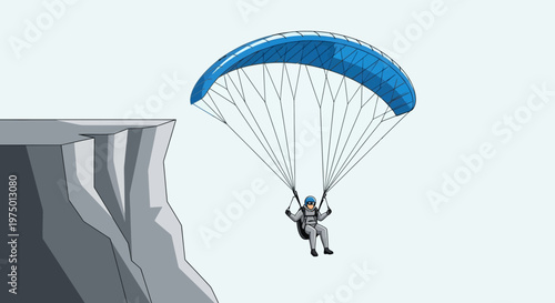 Extreme Sport Adventure Of Paragliding Cliff Jump