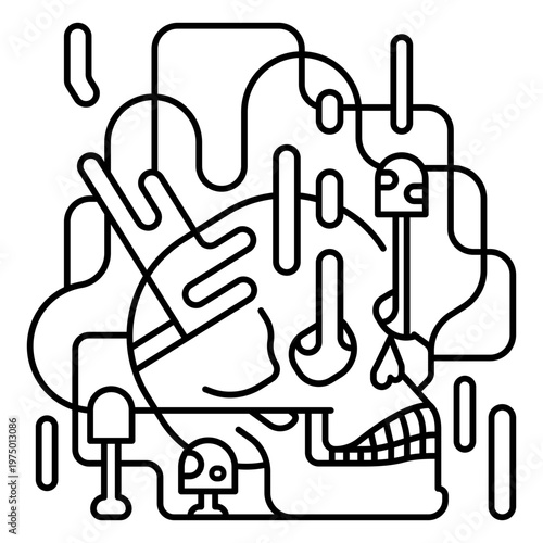 Psychedelic skull figure