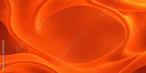 Flowing waves of red and orange silk fabric create a soft liquid motion texture with elegant satin curves for a vector cloth backdrop illustration and wallpaper design