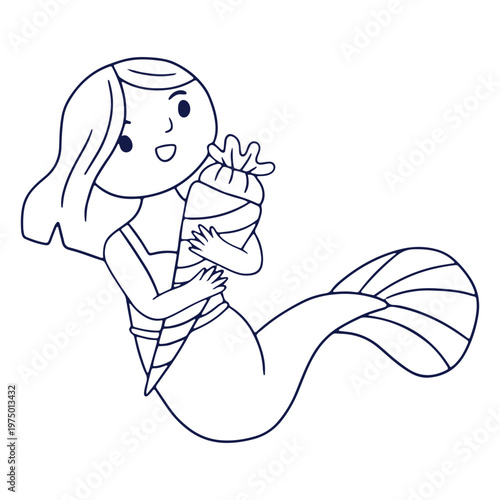Mermaid holding a large carrot