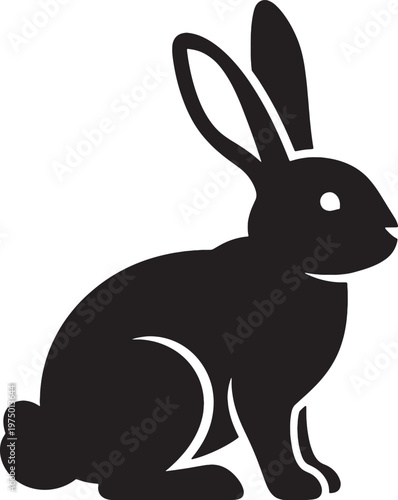 Black rabbit silhouette a minimalist animal illustration