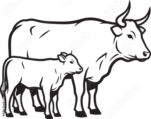 Title cow and calf silhouette a mother's love in black and white description a striking black and white silhouette depicts