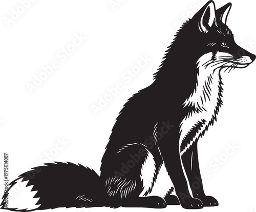 Fox silhouette a striking black and white animal portrait